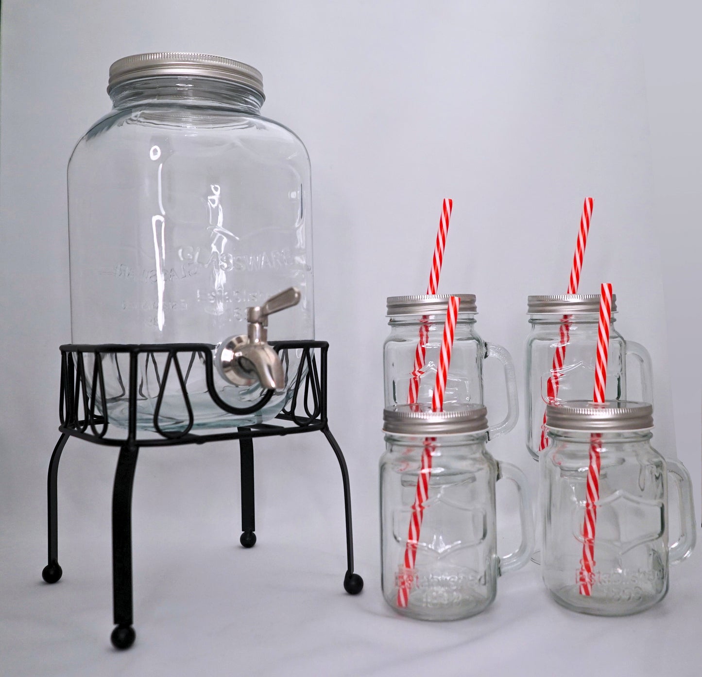 Ensemble distributeur de boissons et verres pots Masson