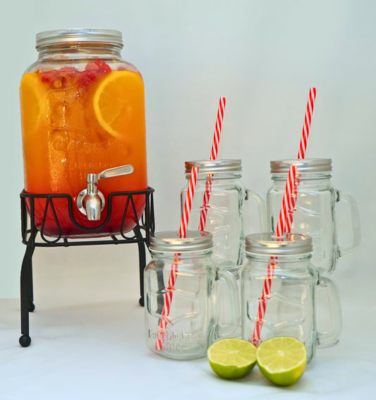 Ensemble distributeur de boissons et verres pots Masson